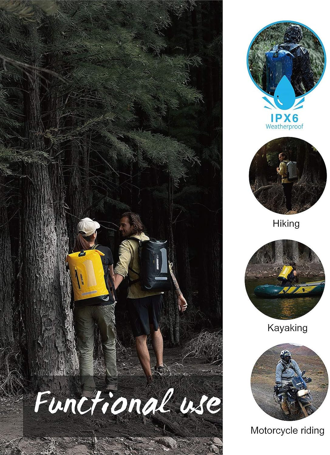 Waterproof Floating Dry Backpack - Available in 20L, 30L, and 40L Sizes for Men, Ideal for Kayaking