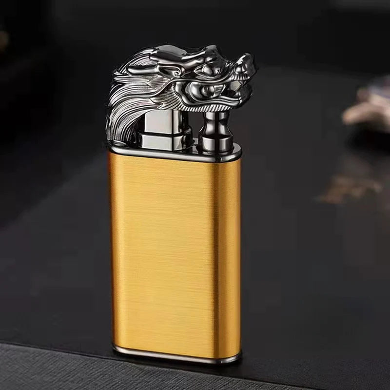 Dropshipping VIP Link Creative Dragon Double Fire Lighter Jet Flame Open Fire Windproof Inflatable Crocodile Lighter Men'S Gift