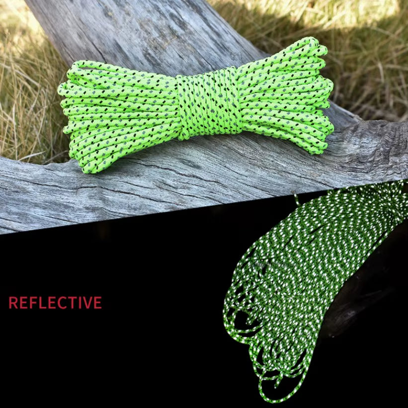 10M Dia.4Mm Dia.2.5Mm Reflective Paracord Luminous Camping Tent Ropes Outdoor Tools