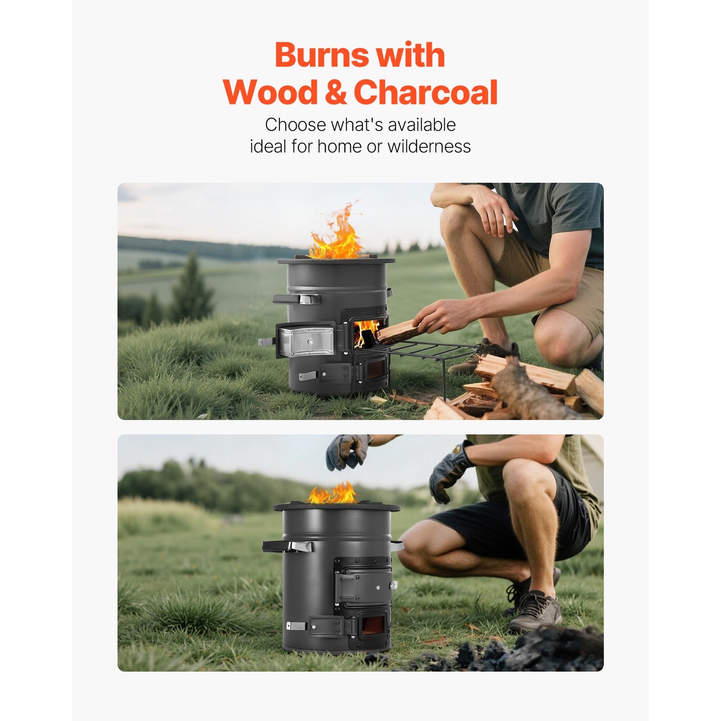 Uimoso Raketenofen BBQ Holzofen Mit Doppeltür Campingkocher Campinggrill