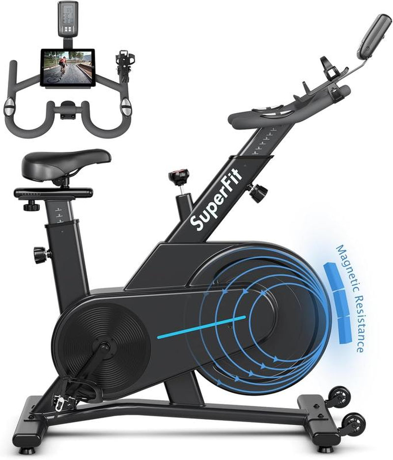 【Costway】-Exercise Bike Fixed Belt Drive Indoor Bicycle with Heart Rate Monitor