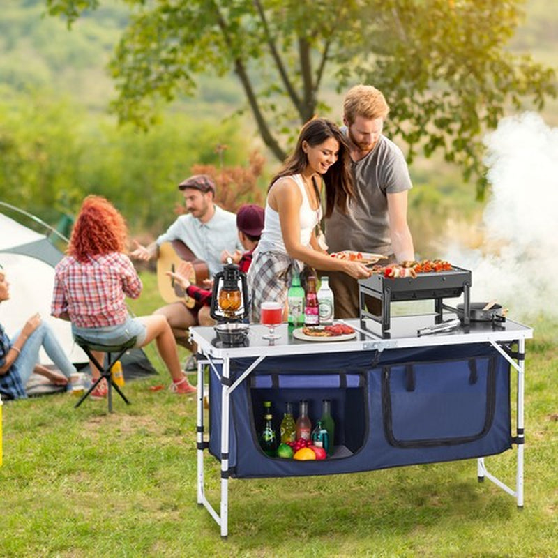 VEVOR Camping Küchentisch Klappbare Kochstation 3-Fach Höhenverstellb