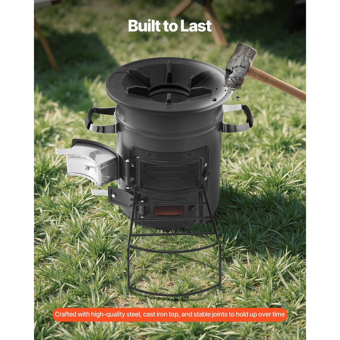 Uimoso Raketenofen BBQ Holzofen Mit Doppeltür Campingkocher Campinggrill