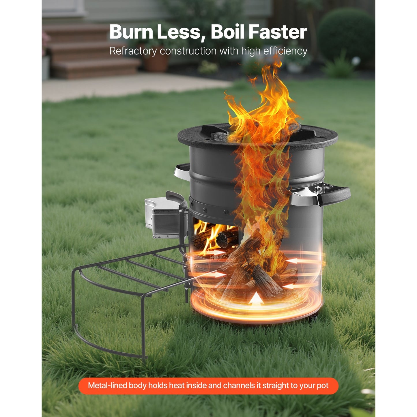 Uimoso Raketenofen BBQ Holzofen Mit Doppeltür Campingkocher Campinggrill