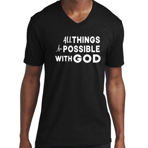 Graphic V-neck T-shirt, All Things Are Possible With God - Outdoorsavage