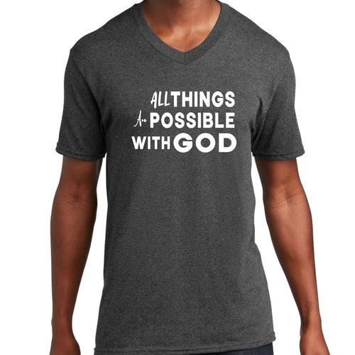 Graphic V-neck T-shirt, All Things Are Possible With God - Outdoorsavage