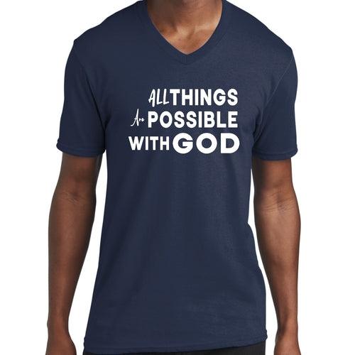 Graphic V-neck T-shirt, All Things Are Possible With God - Outdoorsavage