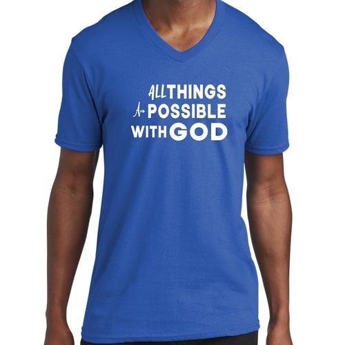 Graphic V-neck T-shirt, All Things Are Possible With God - Outdoorsavage