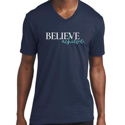 Graphic V-neck T-shirt, Believe And Achieve - Outdoorsavage