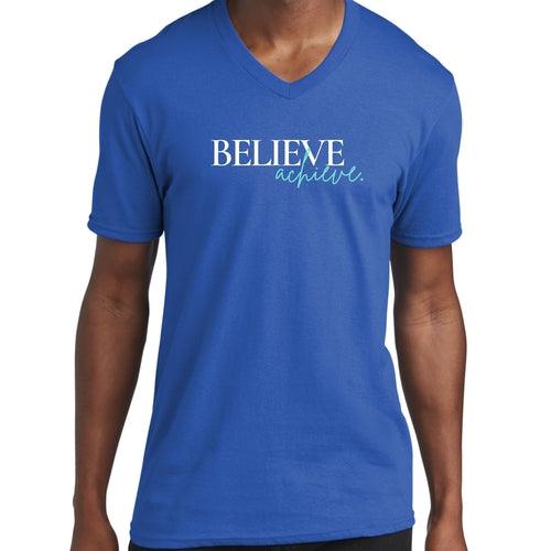 Graphic V-neck T-shirt, Believe And Achieve - Outdoorsavage