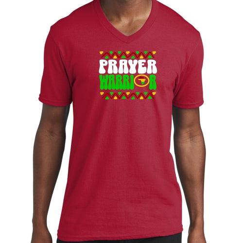 Graphic V-neck T-shirt, Prayer Warrior African Inspiration - Outdoorsavage