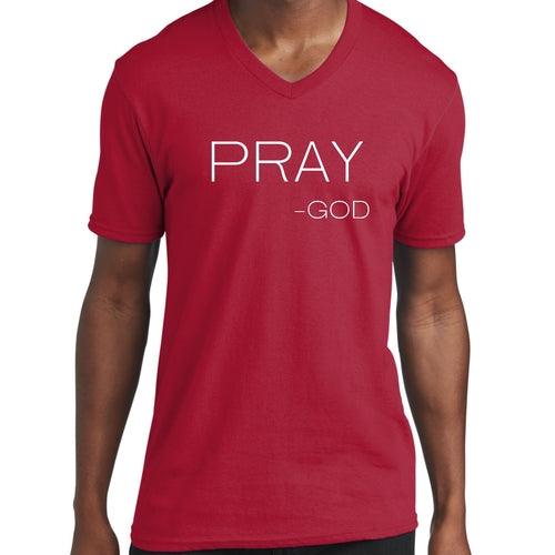 Graphic V-neck T-shirt, Say It Soul, ’pray-god’ Statement T-shirt, - Outdoorsavage