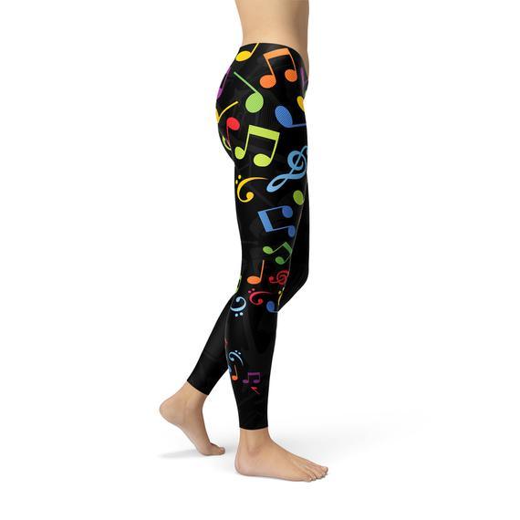 Womens Colorful Music Notes Leggings - Outdoorsavage