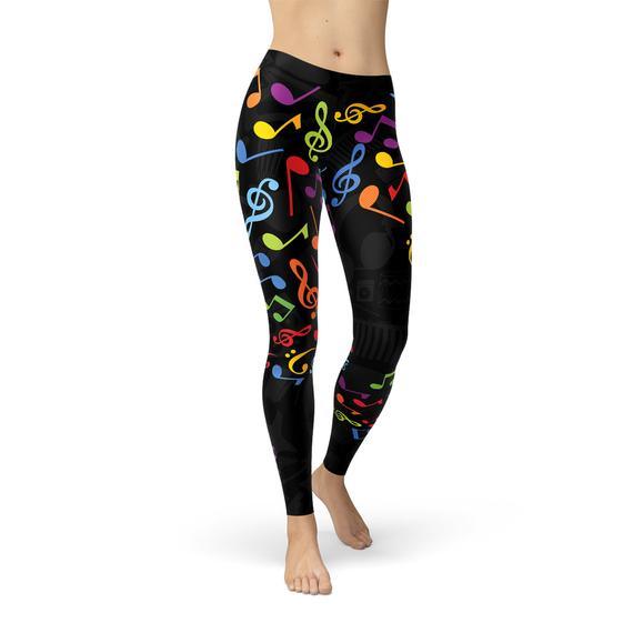 Womens Colorful Music Notes Leggings - Outdoorsavage