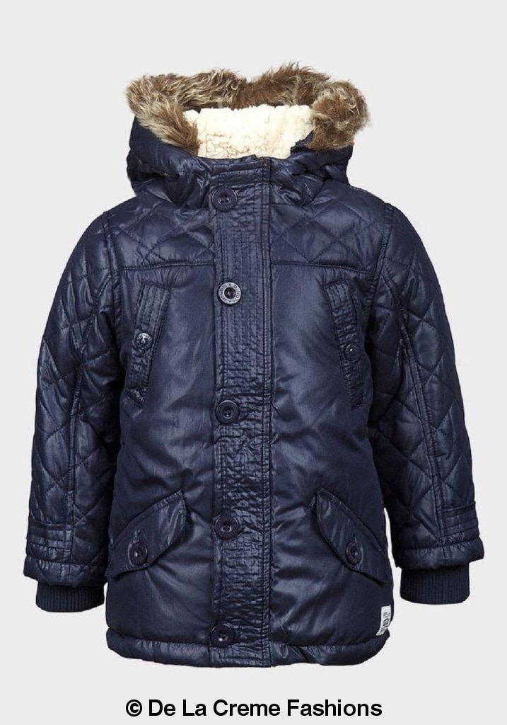 Minoti - Boys Quilted Winter Padded Jacket Faux Fur Hooded Puffa Coat