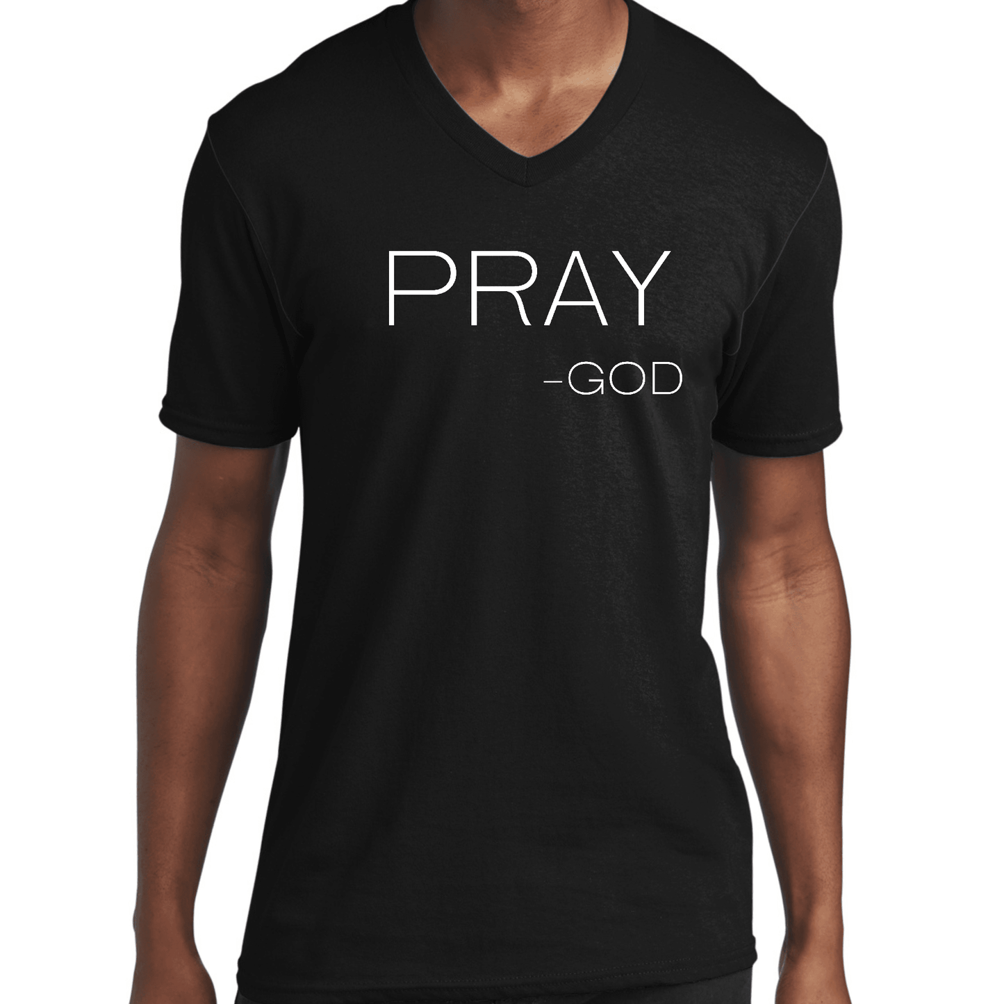 Graphic V-neck T-shirt, Say It Soul, ’pray-god’ Statement T-shirt, - Outdoorsavage