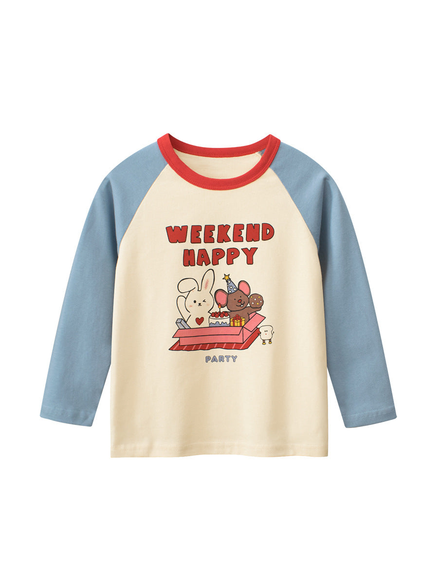 Autumn New Arrival Kids Girls Cartoon Print Crew Neck Long Sleeves