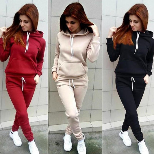 Sport Suit Women Autumn Winter Tracksuits Wine Pullover Top Shirts