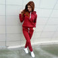 Sport Suit Women Autumn Winter Tracksuits Wine Pullover Top Shirts