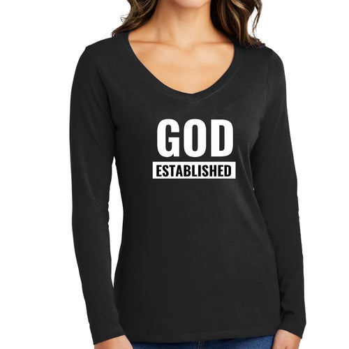 Womens Long Sleeve Graphic T-shirt, God Established Design - Outdoorsavage