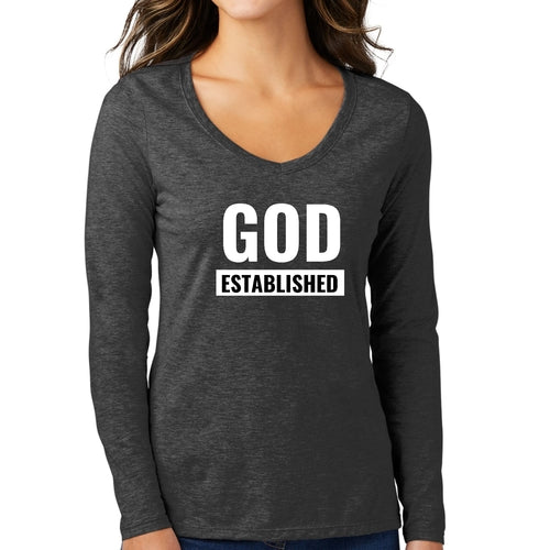 Womens Long Sleeve Graphic T-shirt, God Established Design - Outdoorsavage