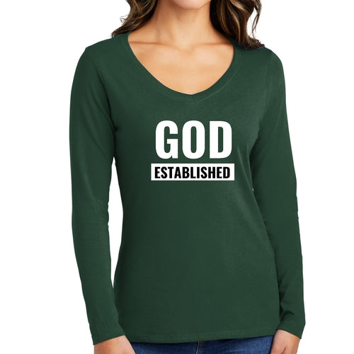 Womens Long Sleeve Graphic T-shirt, God Established Design - Outdoorsavage