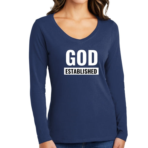 Womens Long Sleeve Graphic T-shirt, God Established Design - Outdoorsavage