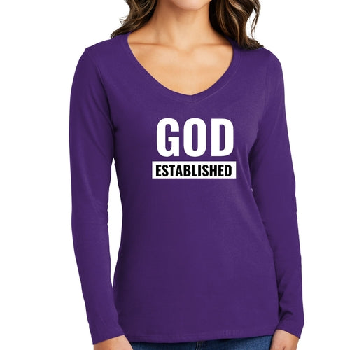 Womens Long Sleeve Graphic T-shirt, God Established Design - Outdoorsavage