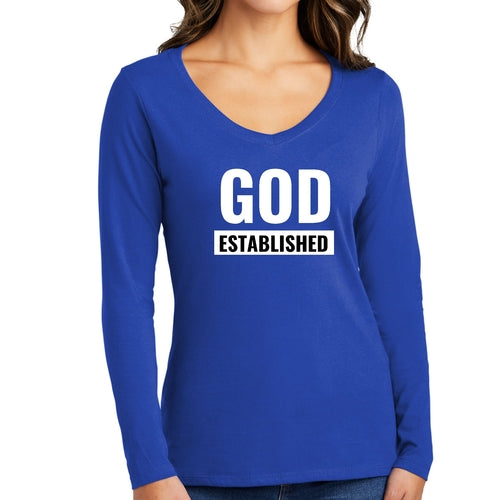 Womens Long Sleeve Graphic T-shirt, God Established Design - Outdoorsavage