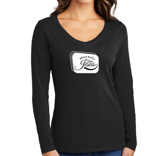 Womens Long Sleeve Graphic T-shirt, Lifetime Member Team Jesus - Outdoorsavage