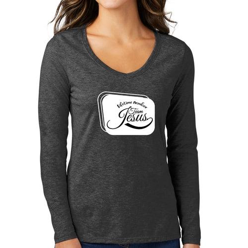 Womens Long Sleeve Graphic T-shirt, Lifetime Member Team Jesus - Outdoorsavage