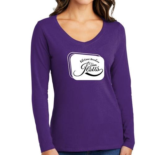 Womens Long Sleeve Graphic T-shirt, Lifetime Member Team Jesus - Outdoorsavage