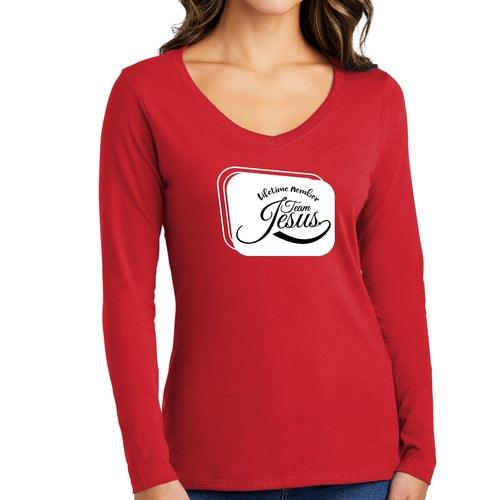 Womens Long Sleeve Graphic T-shirt, Lifetime Member Team Jesus - Outdoorsavage