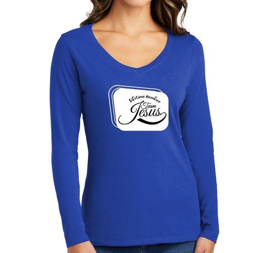 Womens Long Sleeve Graphic T-shirt, Lifetime Member Team Jesus - Outdoorsavage