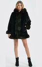 Womens Hooded Faux Fur Collar Coat